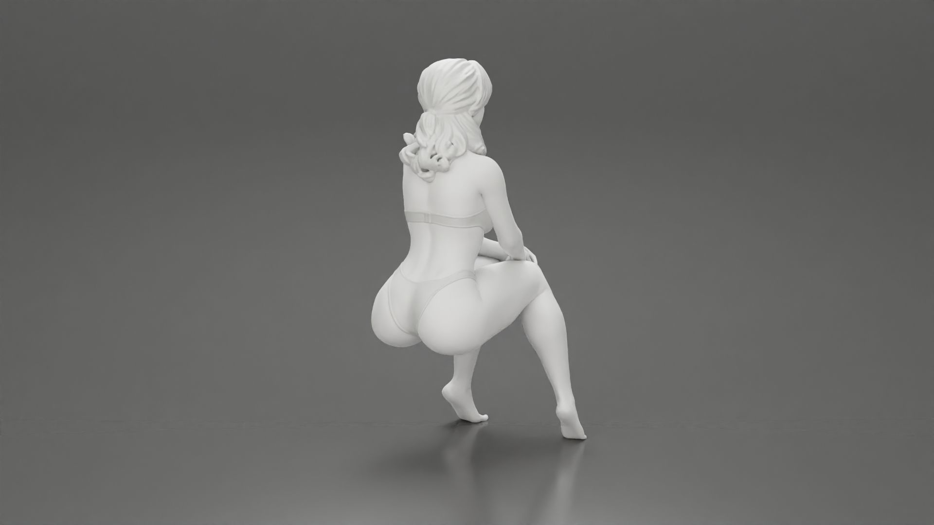 Sexy Girl in bikini Sitting On The Chair with hands on knees 3D print model_9
