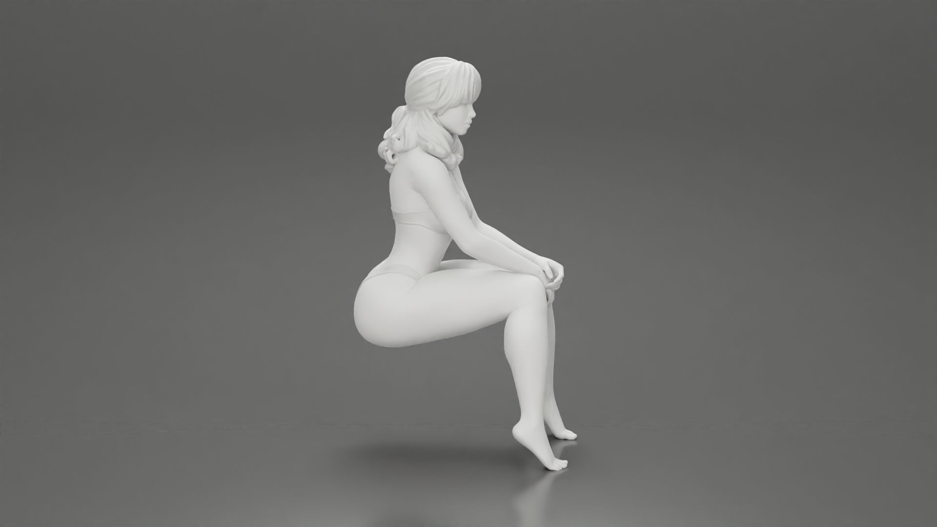 Sexy Girl in bikini Sitting On The Chair with hands on knees 3D print model_8