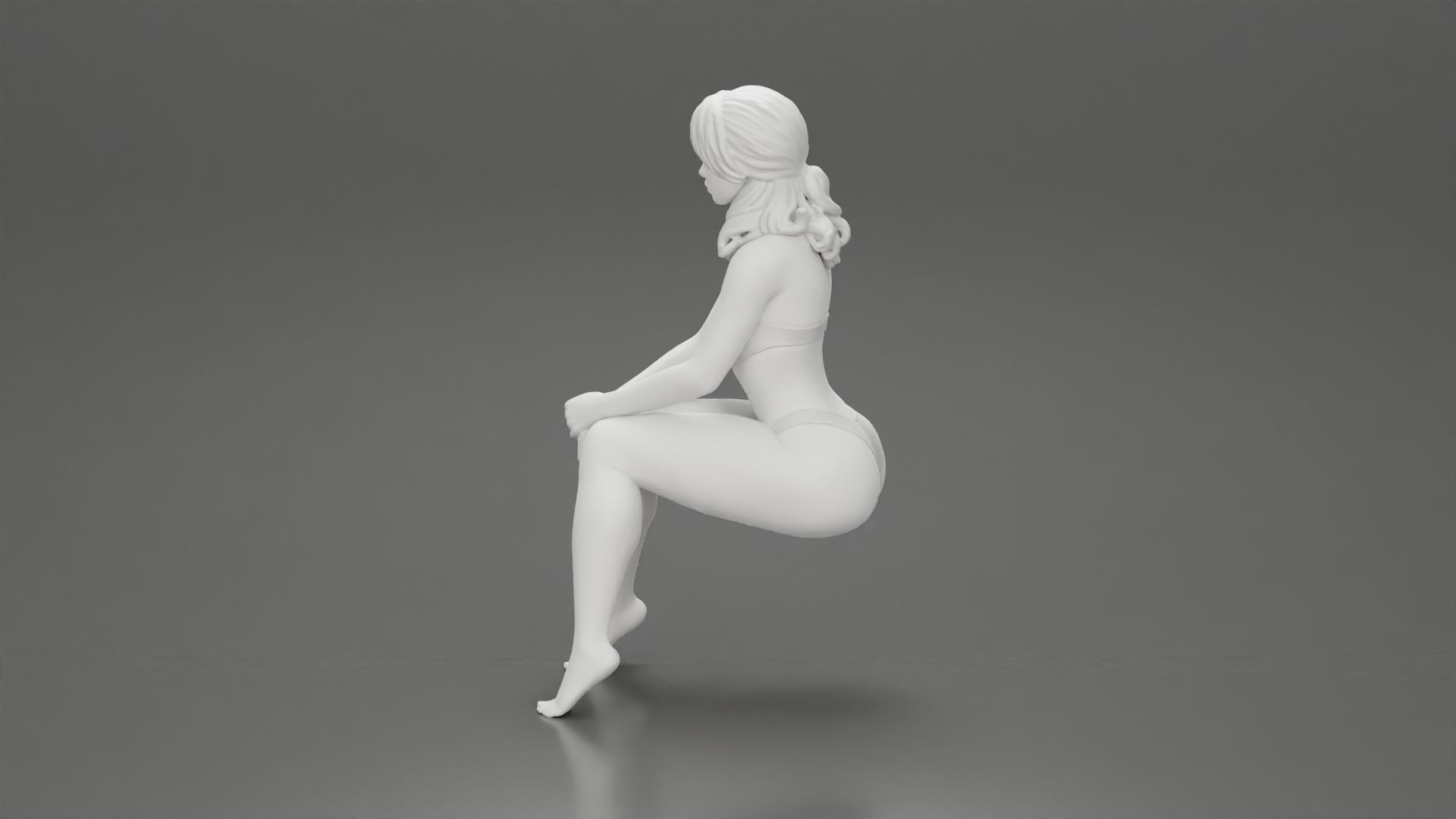 Sexy Girl in bikini Sitting On The Chair with hands on knees 3D print model_11