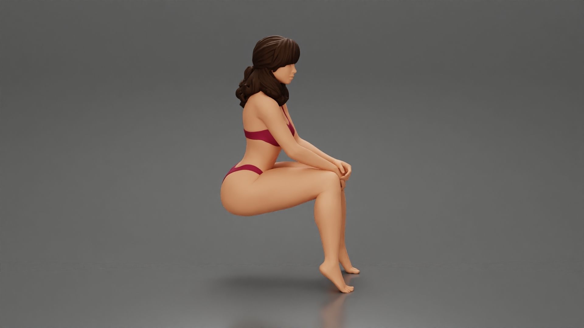 Sexy Girl in bikini Sitting On The Chair with hands on knees 3D print model_2