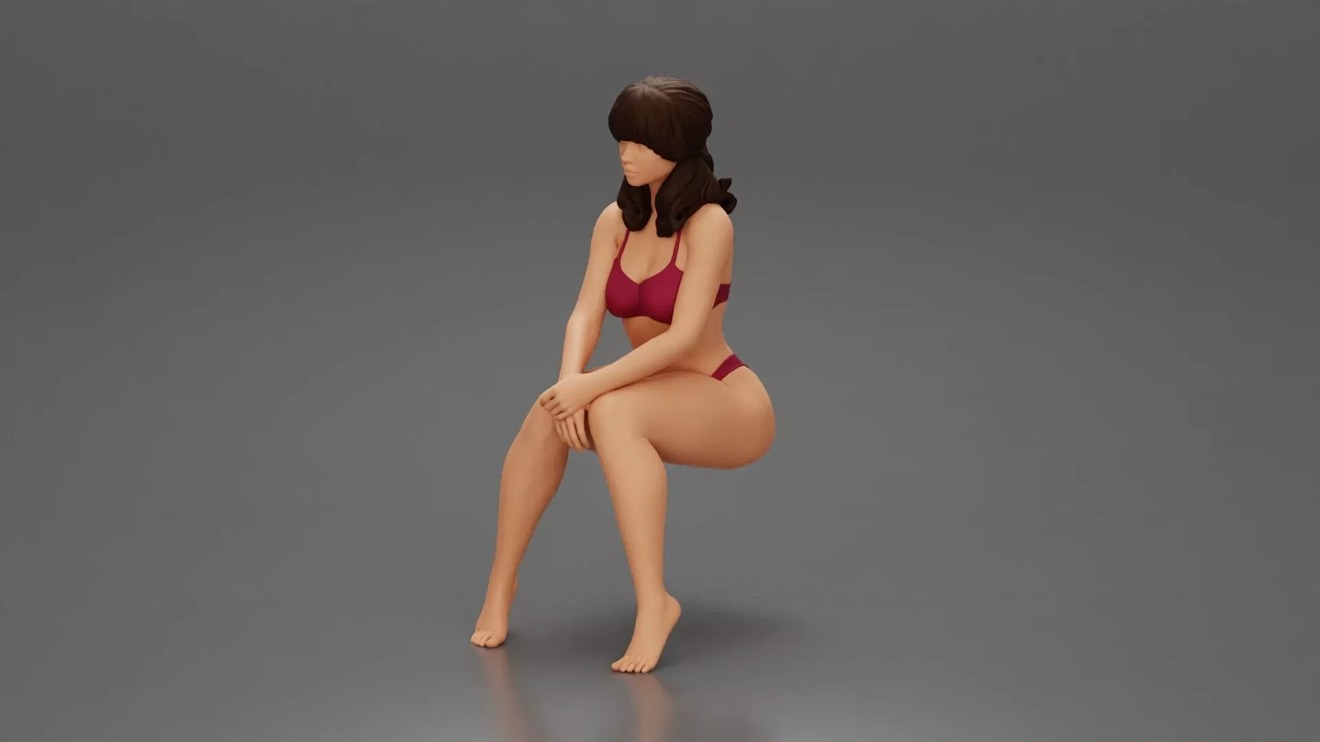 Girl in Sitting On The Chair with hands on knees 3D print model