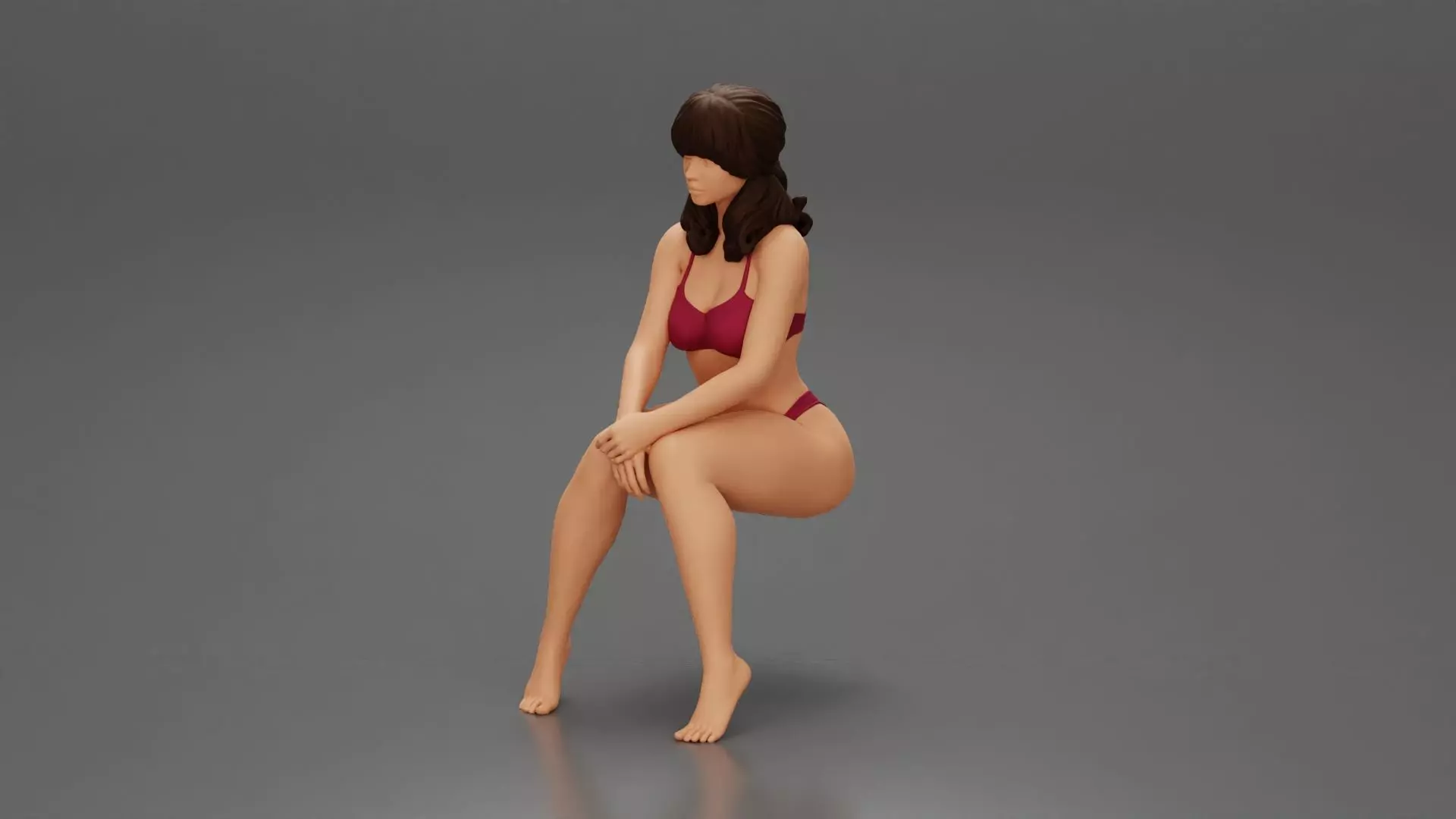 Sexy Girl in bikini Sitting On The Chair with hands on knees 3D print model_0