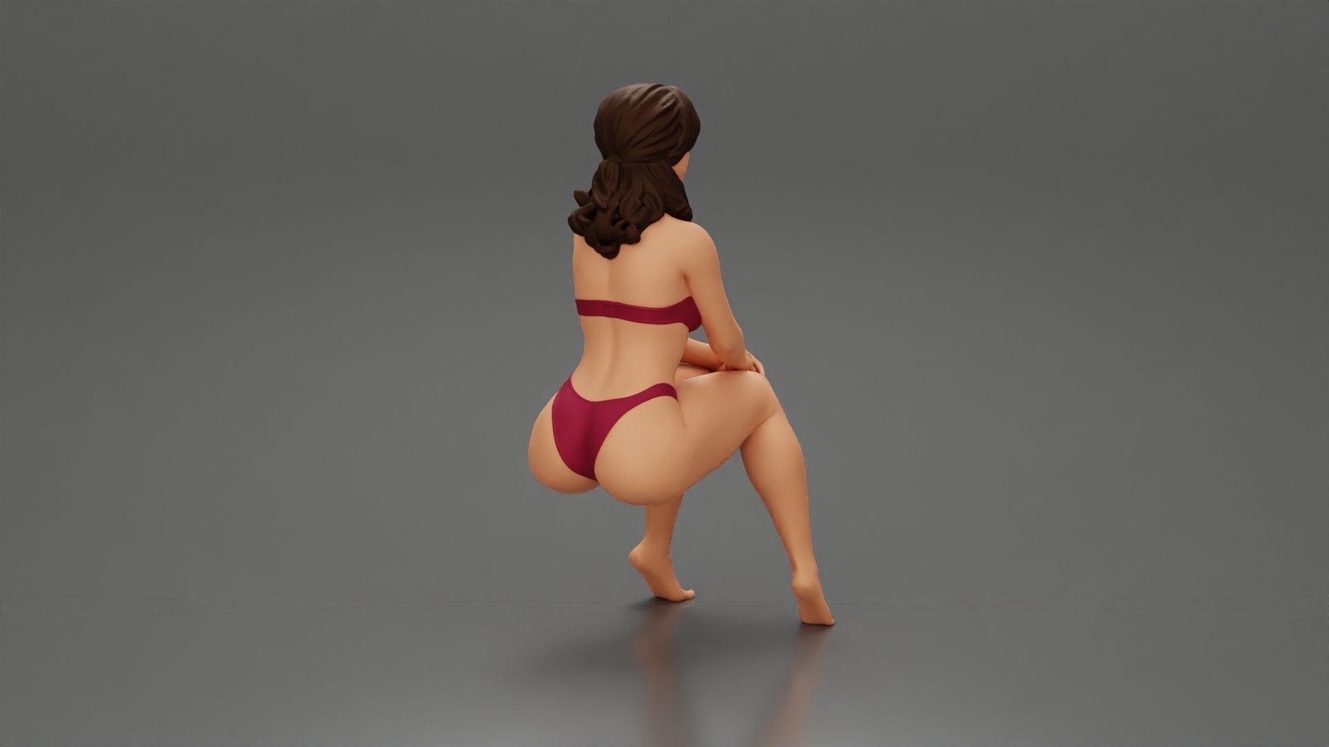 Sexy Girl in bikini Sitting On The Chair with hands on knees 3D print model_3