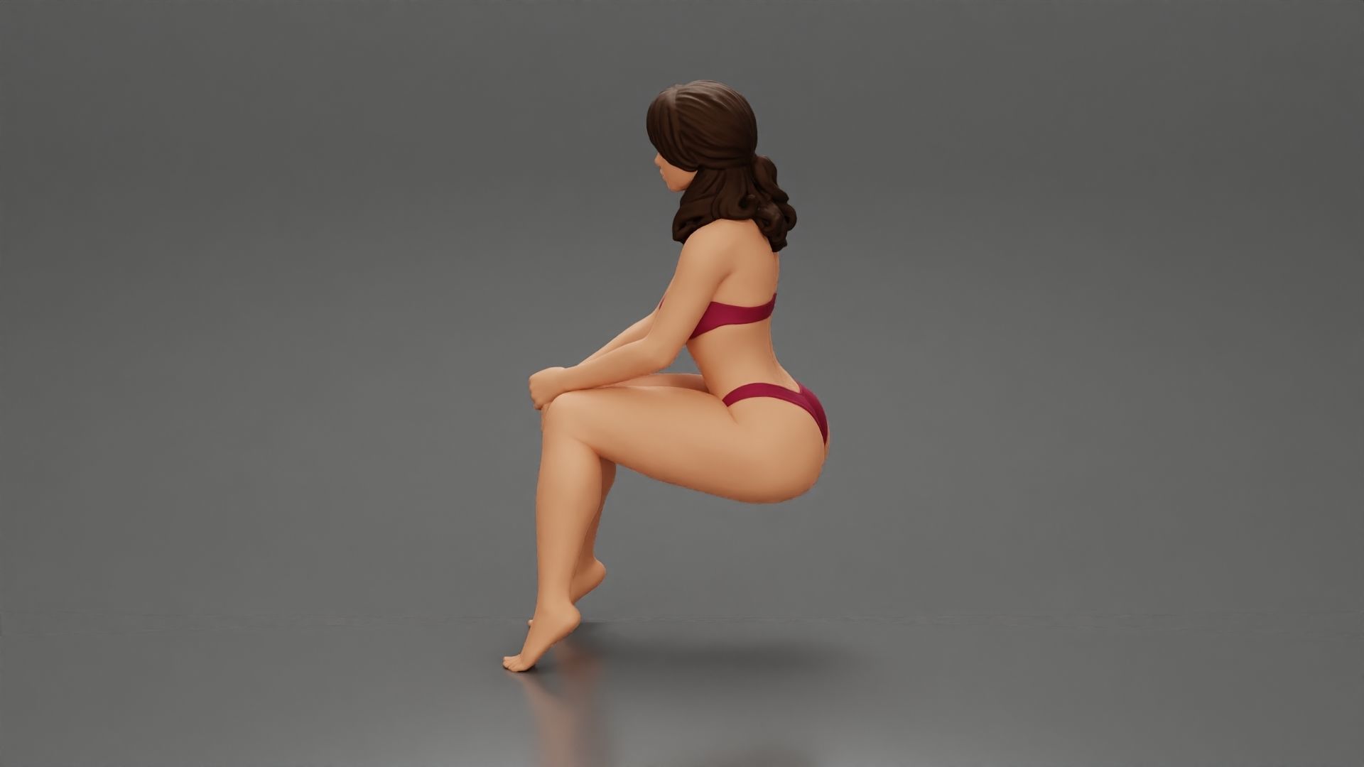 Sexy Girl in bikini Sitting On The Chair with hands on knees 3D print model_5