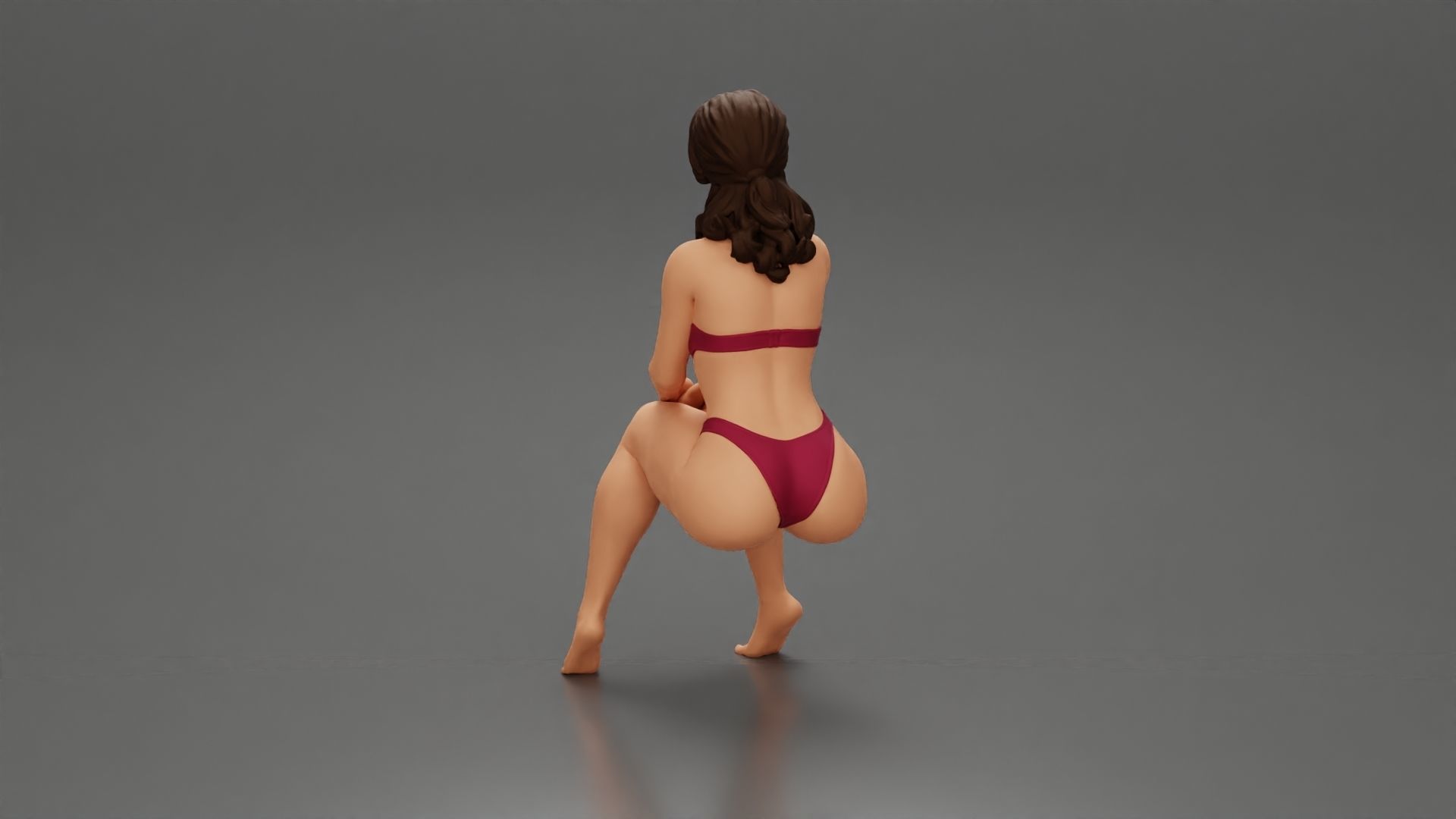 Sexy Girl in bikini Sitting On The Chair with hands on knees 3D print model_4