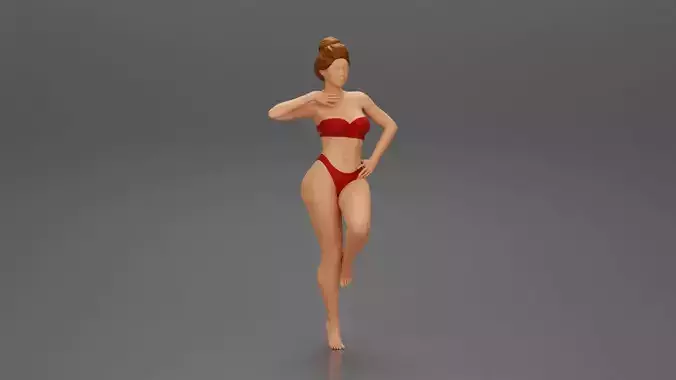 Sexy Woman In bikini posing and Standing On One Leg