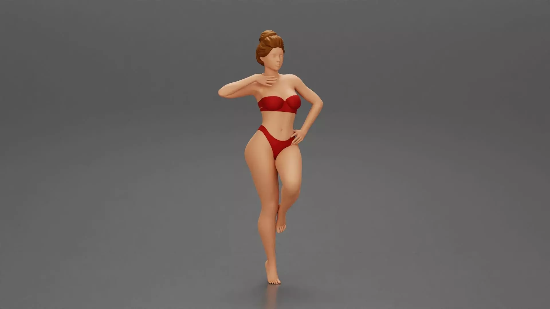 Sexy Woman In bikini posing and Standing On One Leg 3D print model_0