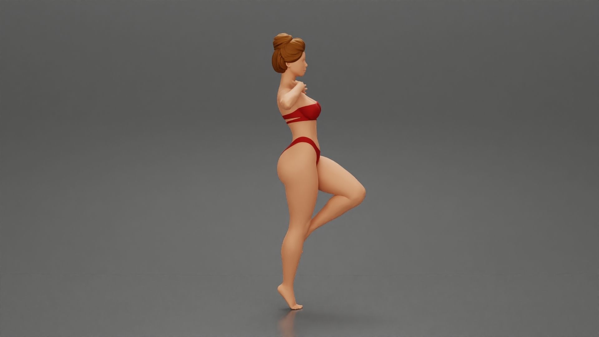 Sexy Woman In bikini posing and Standing On One Leg 3D print model_1
