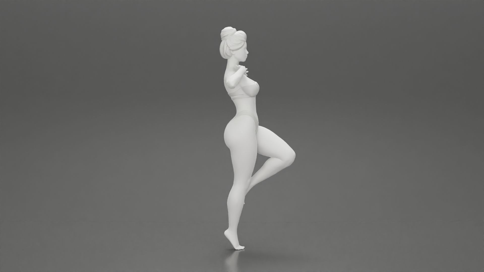Sexy Woman In bikini posing and Standing On One Leg 3D print model_7