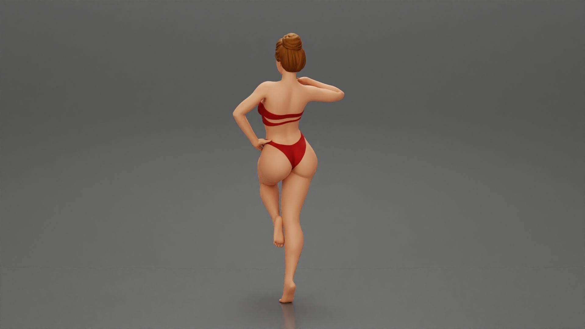 Sexy Woman In bikini posing and Standing On One Leg 3D print model_3