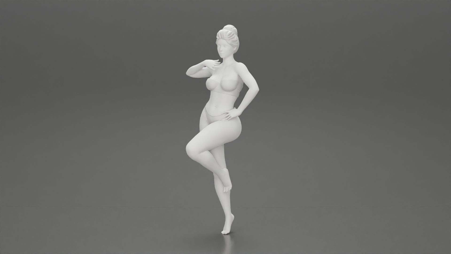 Sexy Woman In bikini posing and Standing On One Leg 3D print model_11