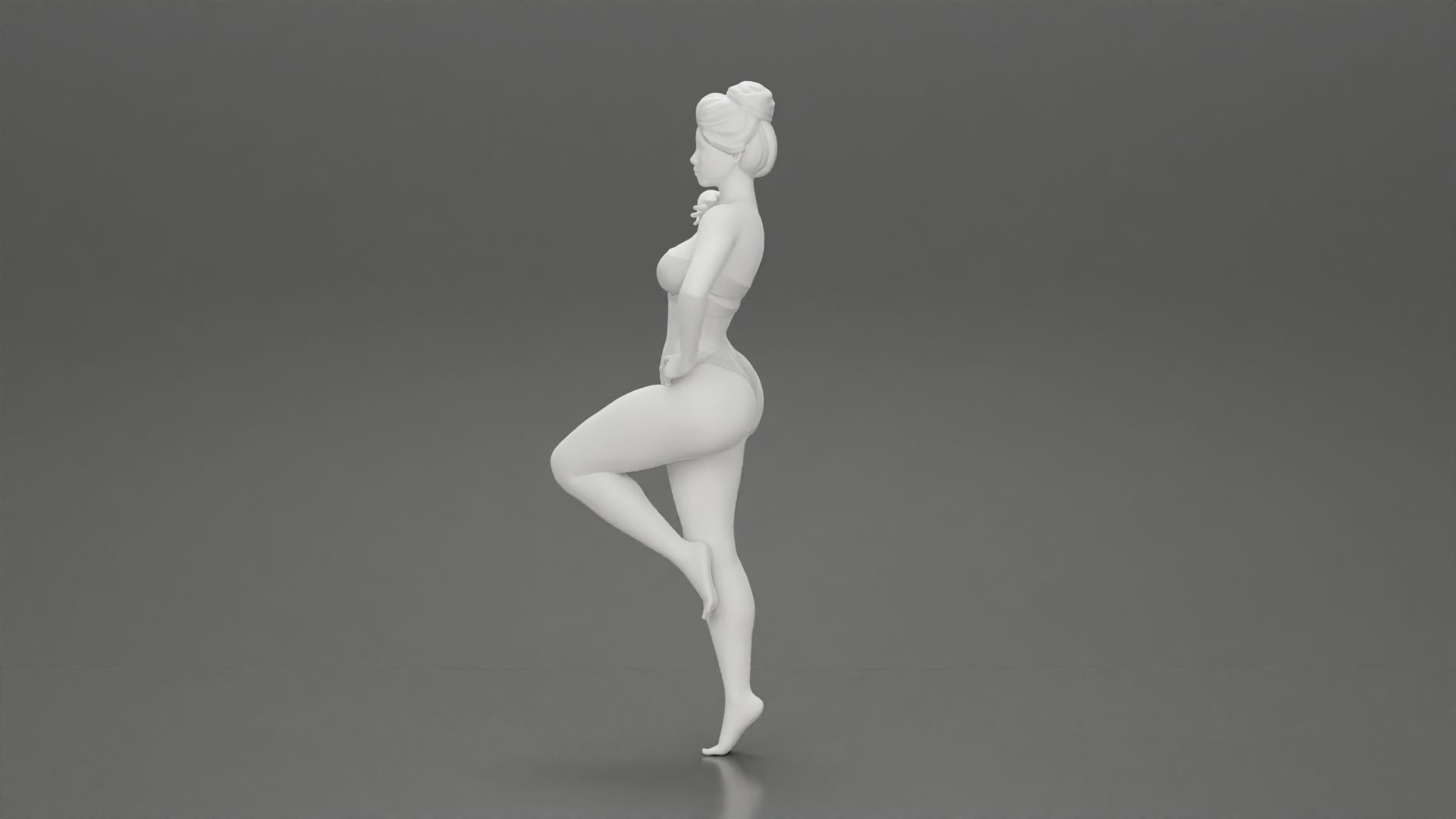 Sexy Woman In bikini posing and Standing On One Leg 3D print model_10
