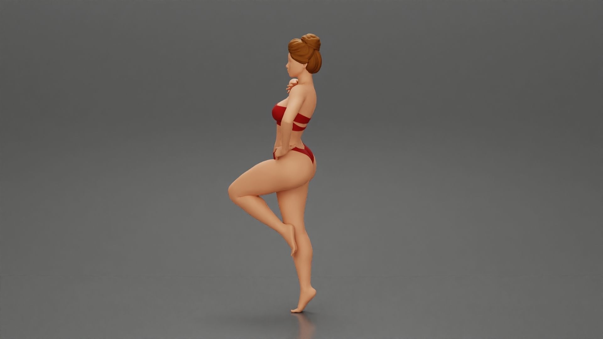 Sexy Woman In bikini posing and Standing On One Leg 3D print model_4