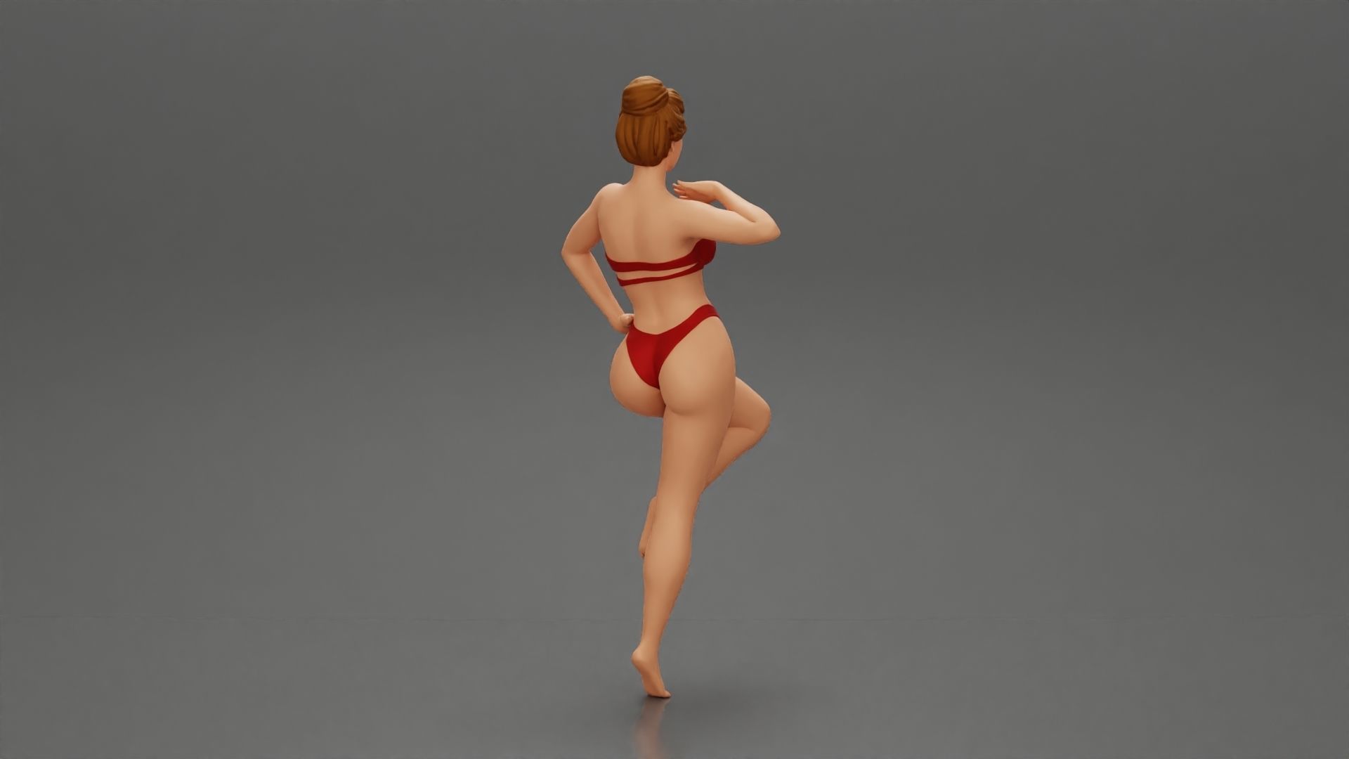 Sexy Woman In bikini posing and Standing On One Leg 3D print model_2