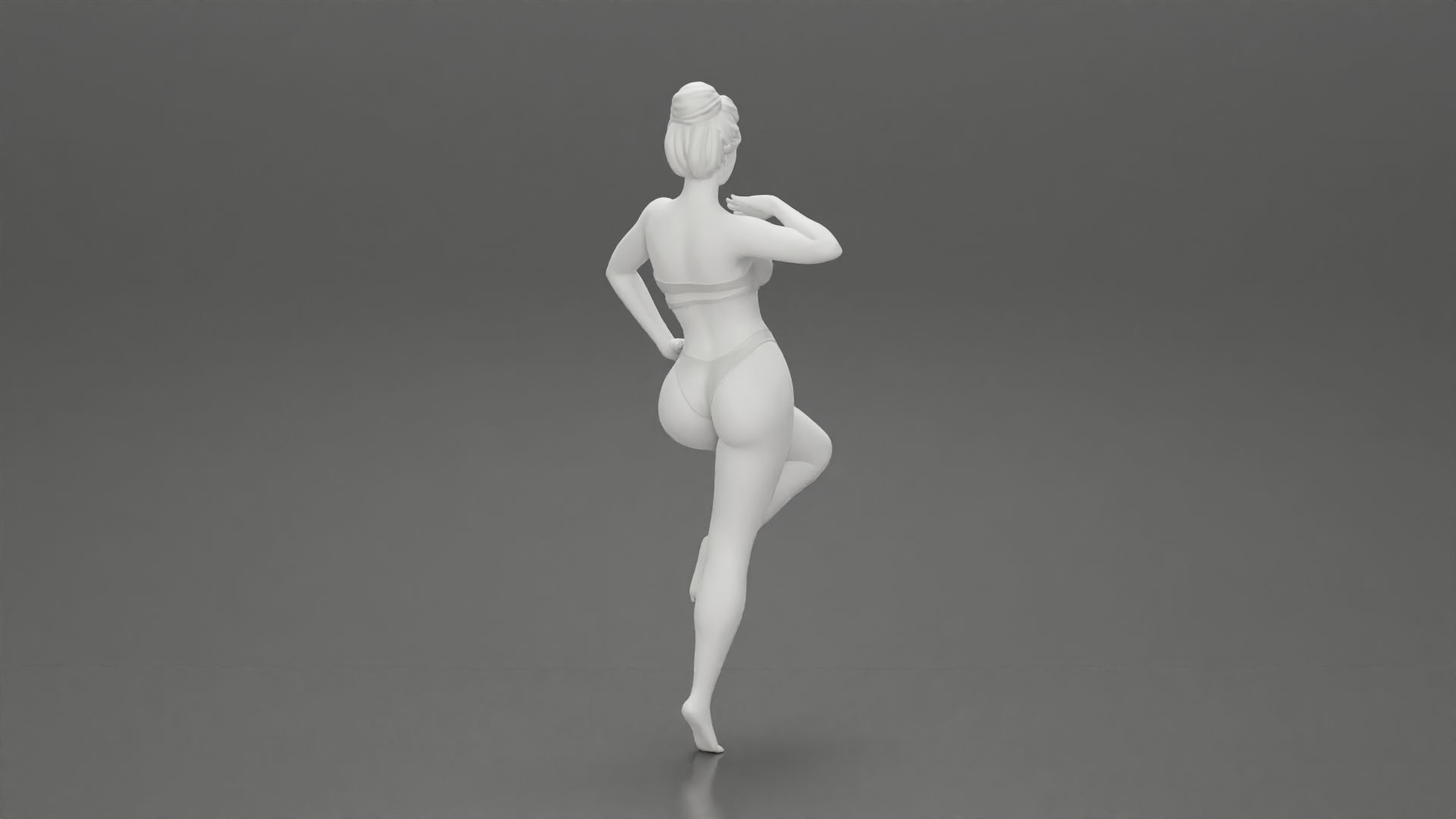 Sexy Woman In bikini posing and Standing On One Leg 3D print model_8