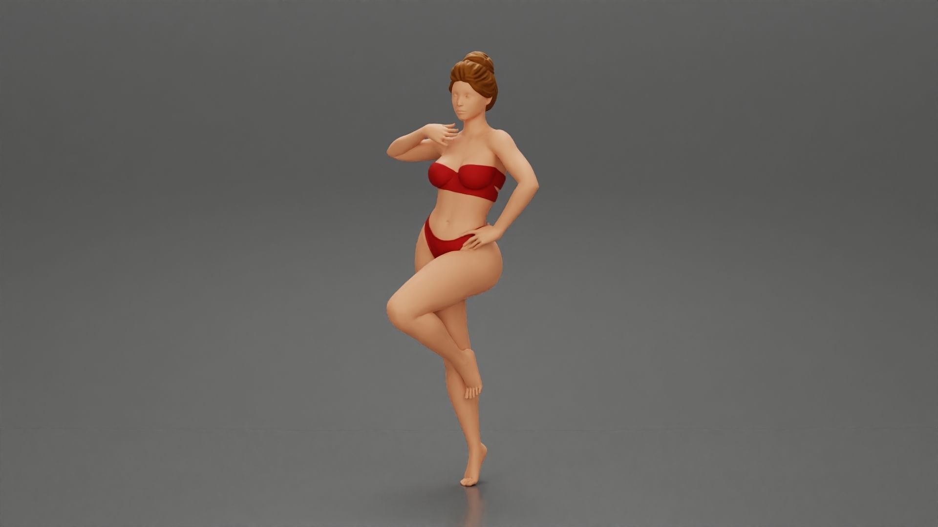 Sexy Woman In bikini posing and Standing On One Leg 3D print model_5