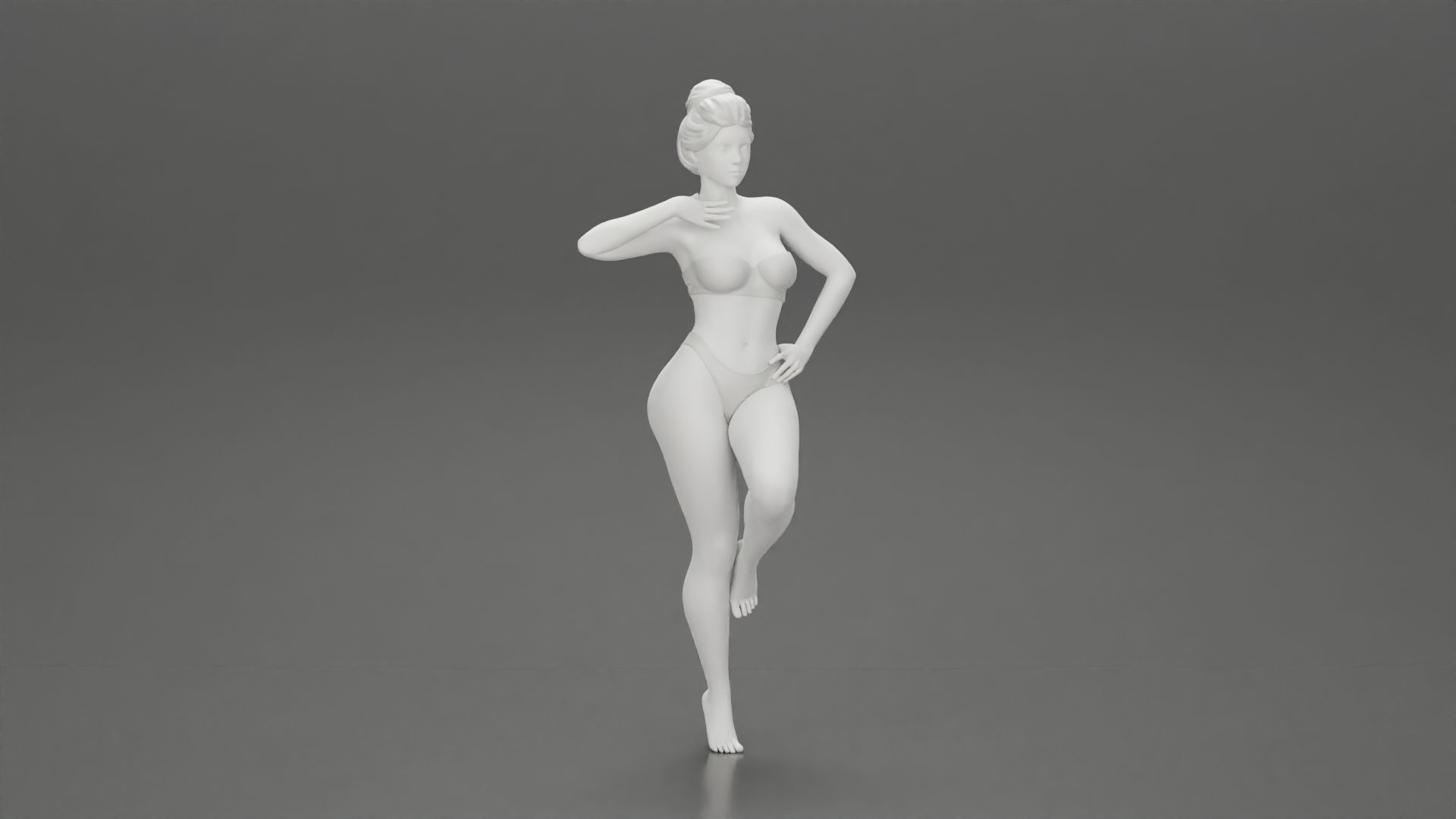 Sexy Woman In bikini posing and Standing On One Leg 3D print model_6