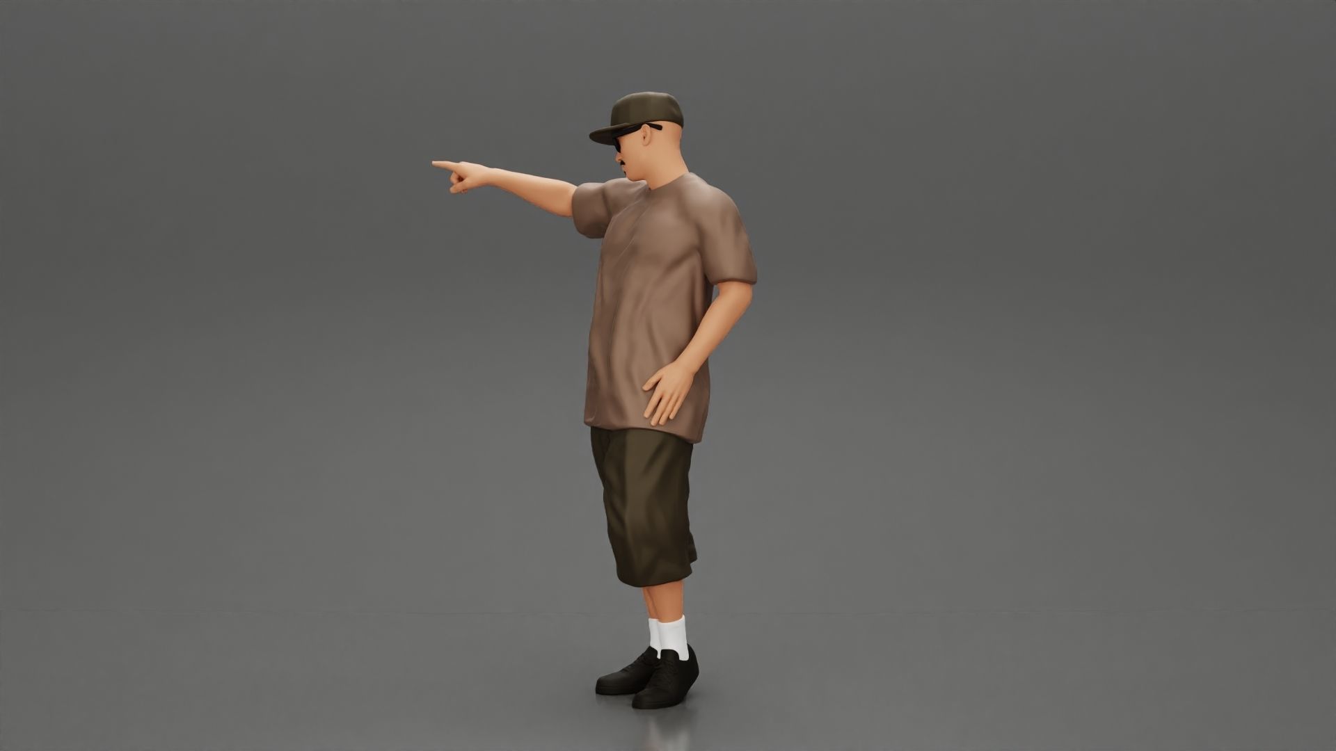 Gangster homie in cap pointing his finger at somebody 3D print model_5