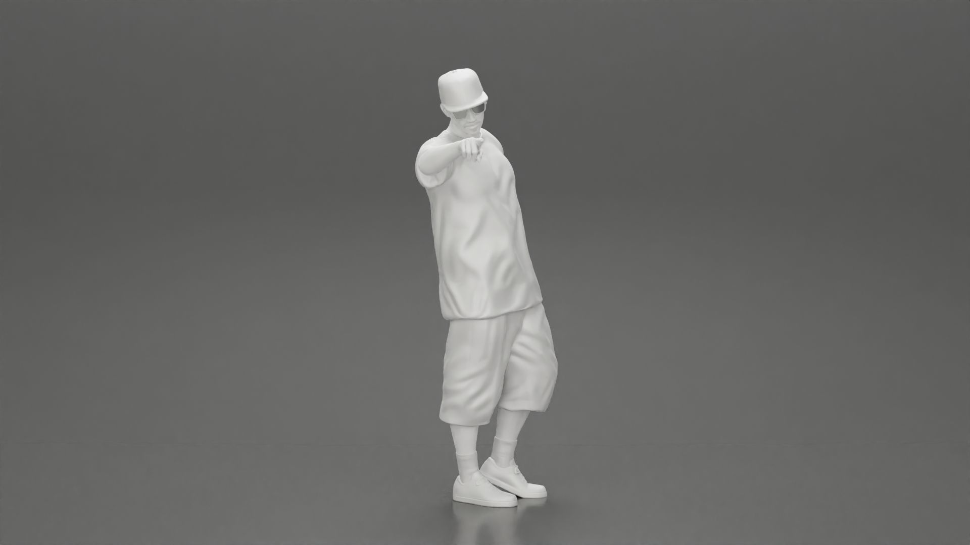 Gangster homie in cap pointing his finger at somebody 3D print model_7