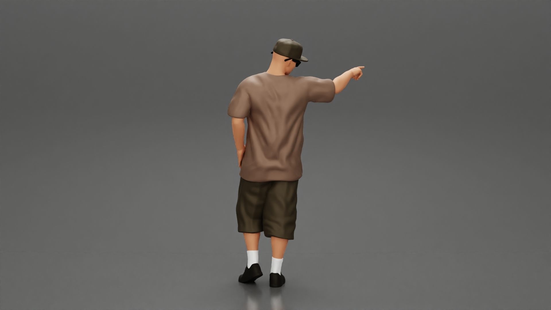 Gangster homie in cap pointing his finger at somebody 3D print model_3
