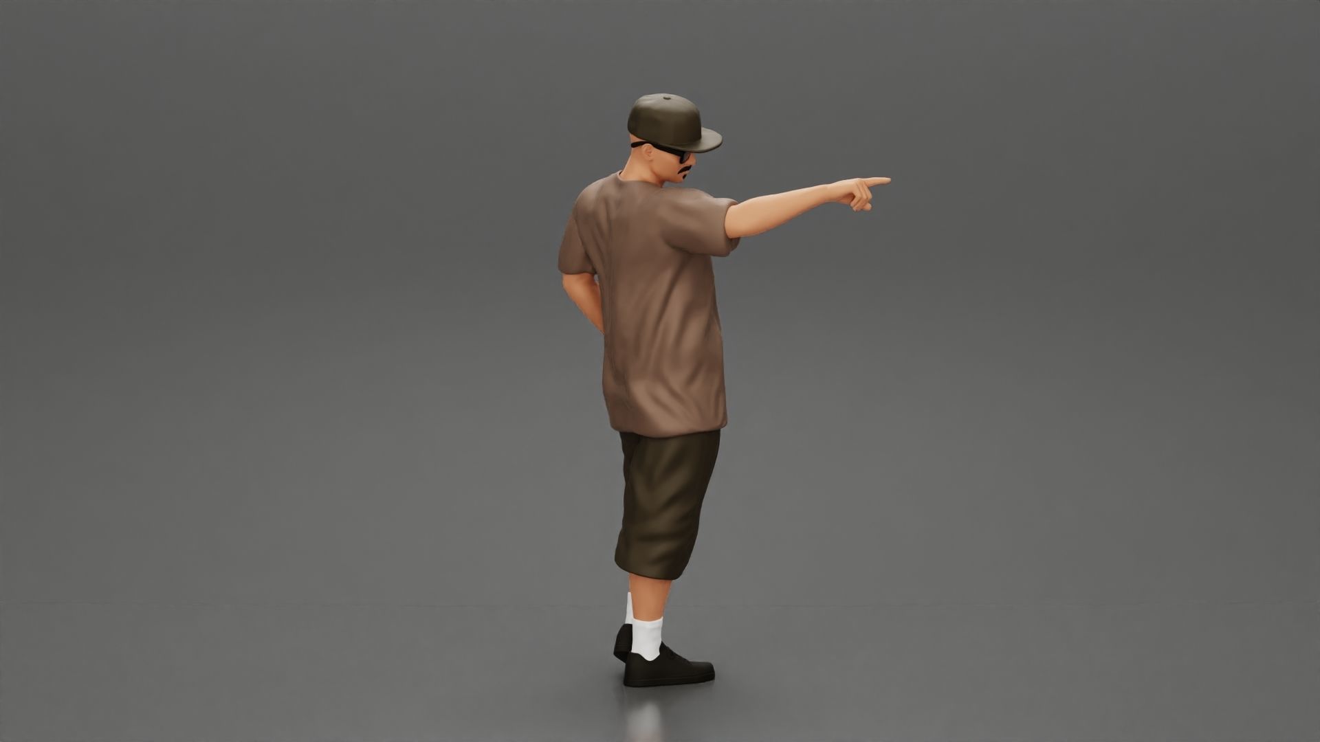 Gangster homie in cap pointing his finger at somebody 3D print model_2