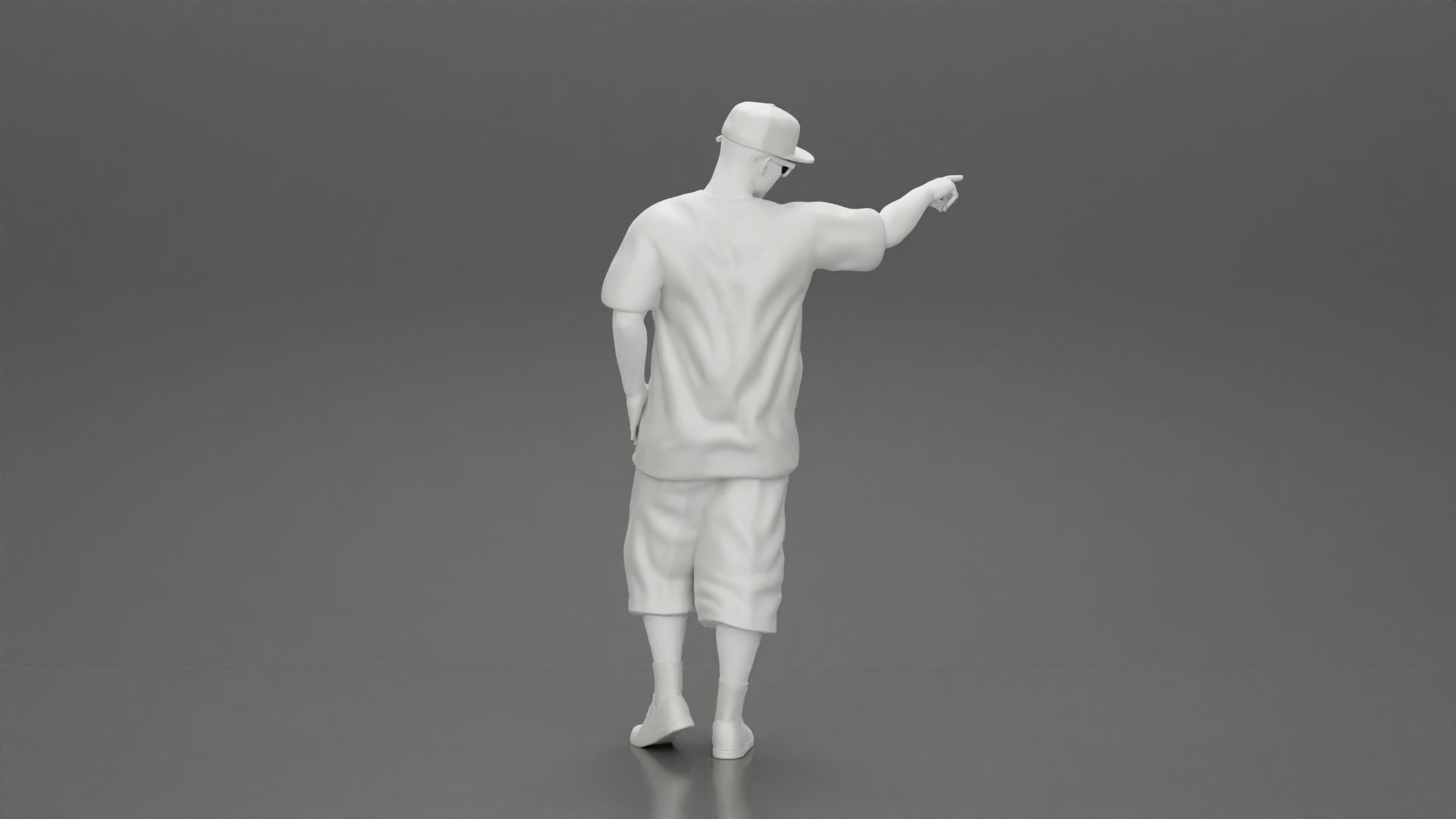 Gangster homie in cap pointing his finger at somebody 3D print model_9
