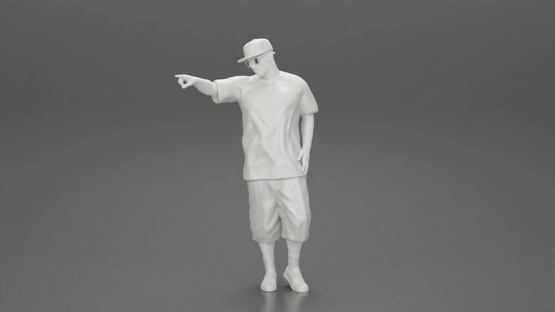 Gangster homie in cap pointing his finger at somebody 3D print model_6