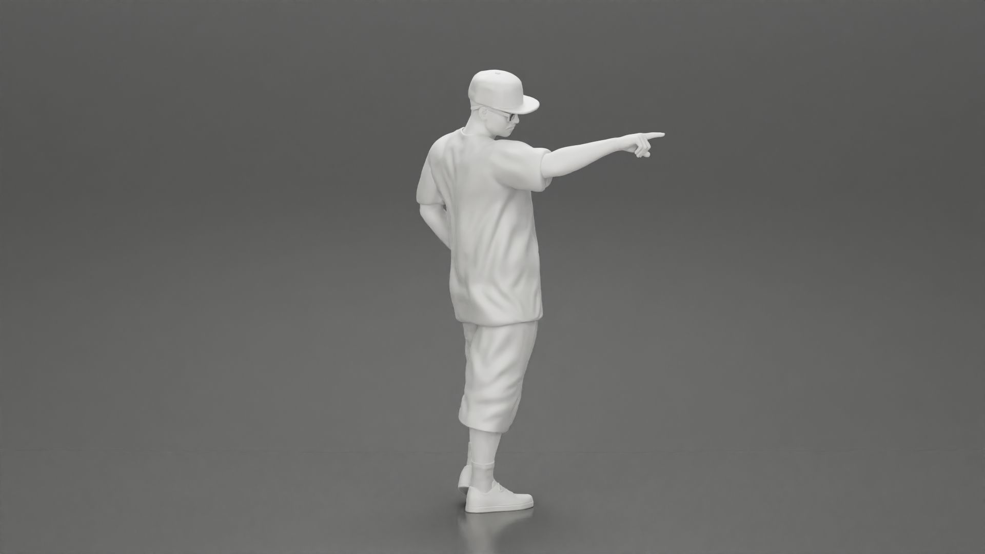 Gangster homie in cap pointing his finger at somebody 3D print model_8