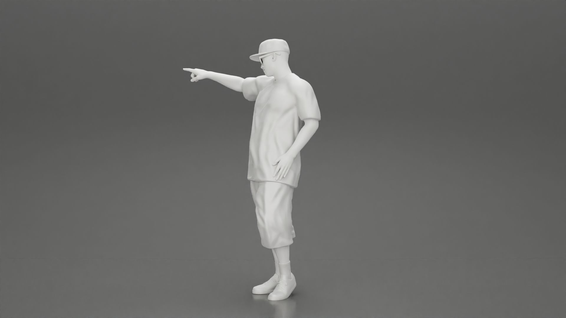Gangster homie in cap pointing his finger at somebody 3D print model_11