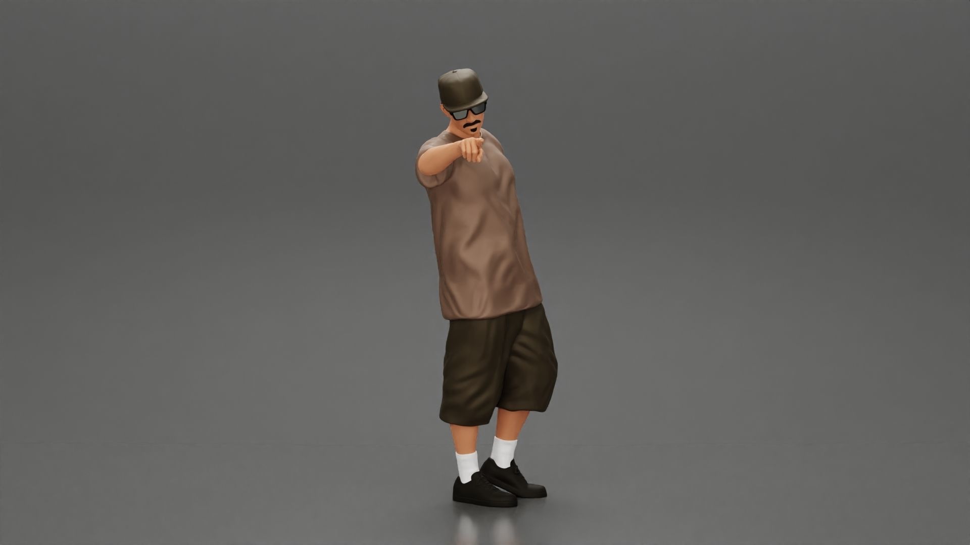 Gangster homie in cap pointing his finger at somebody 3D print model_1