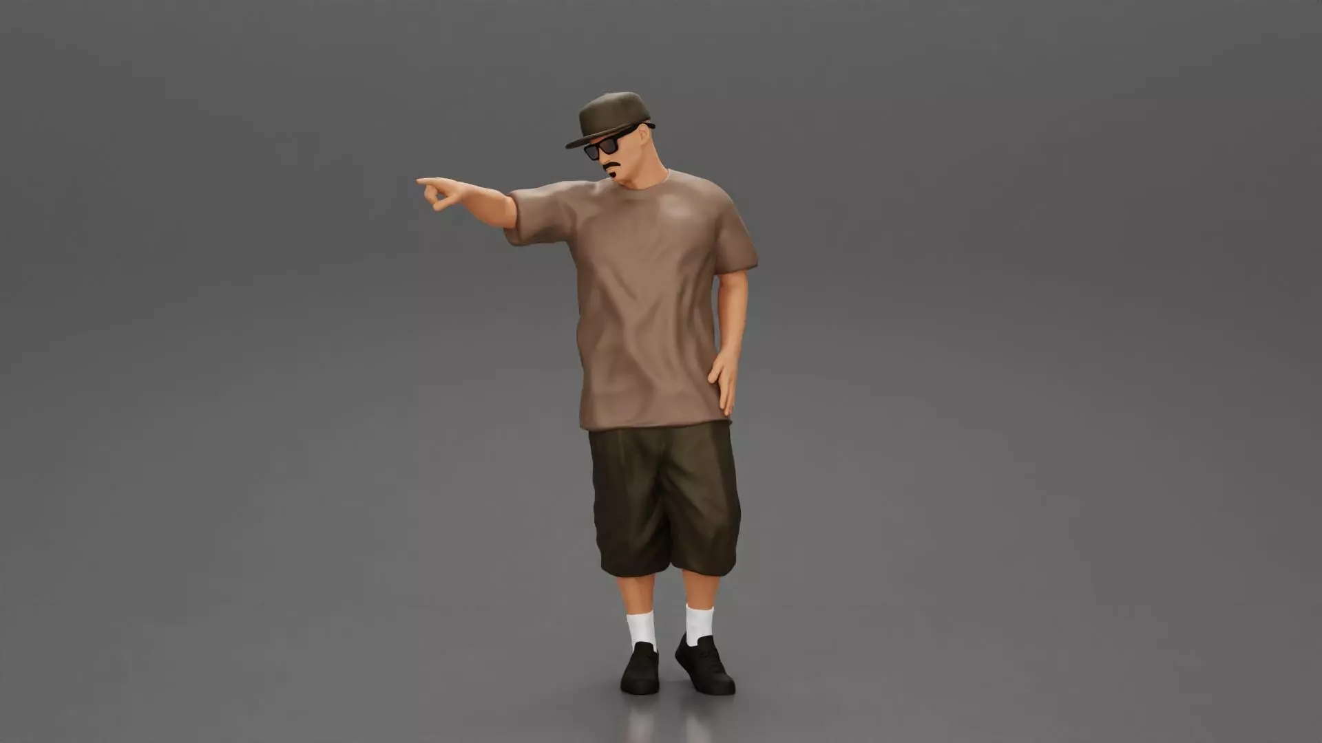 Gangster homie in cap pointing his finger at somebody 3D print model_0