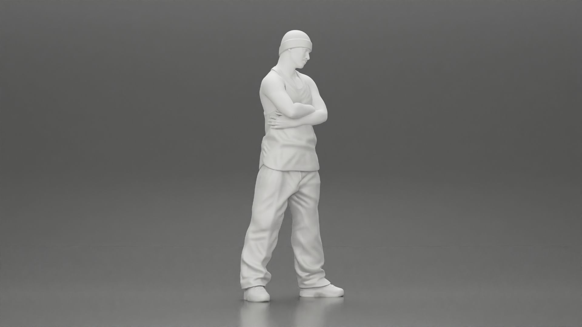 gangster homie arms crossed in hat 3D print model_7