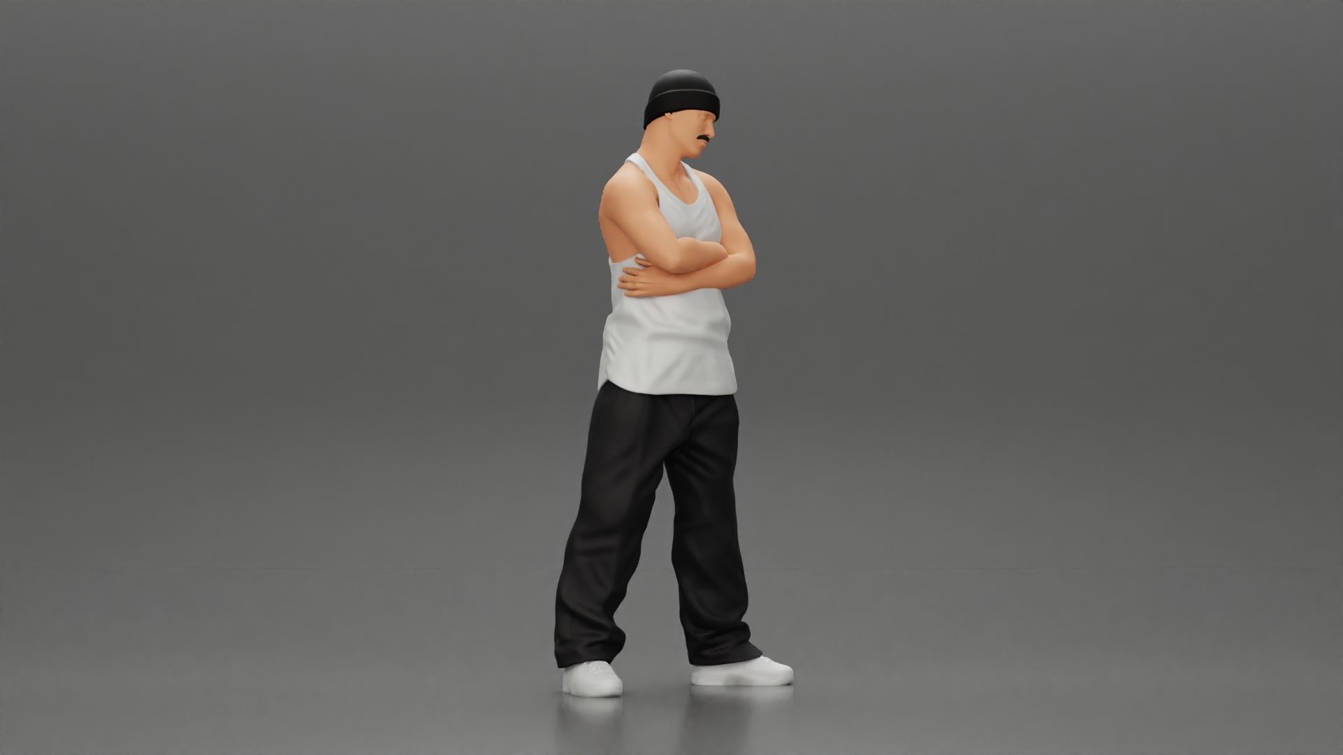 gangster homie arms crossed in hat 3D print model_1