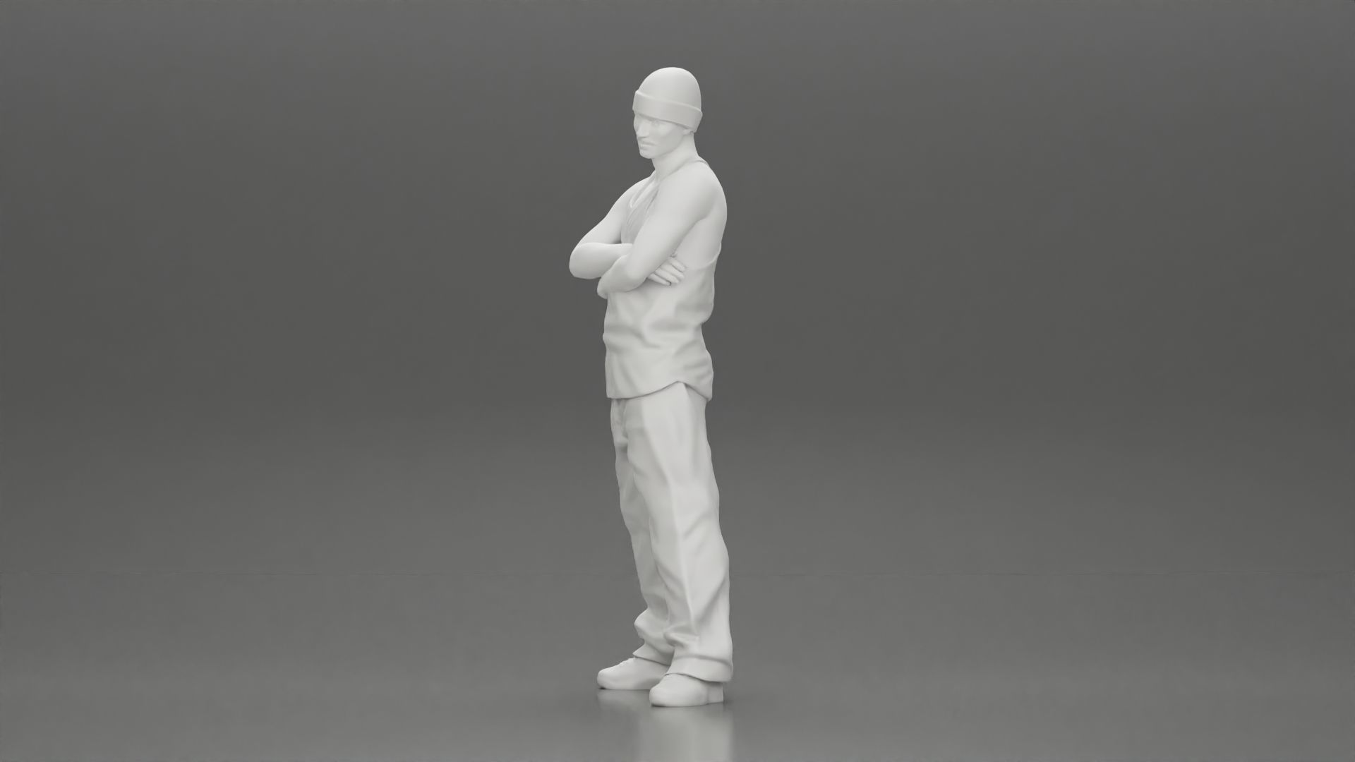 gangster homie arms crossed in hat 3D print model_11