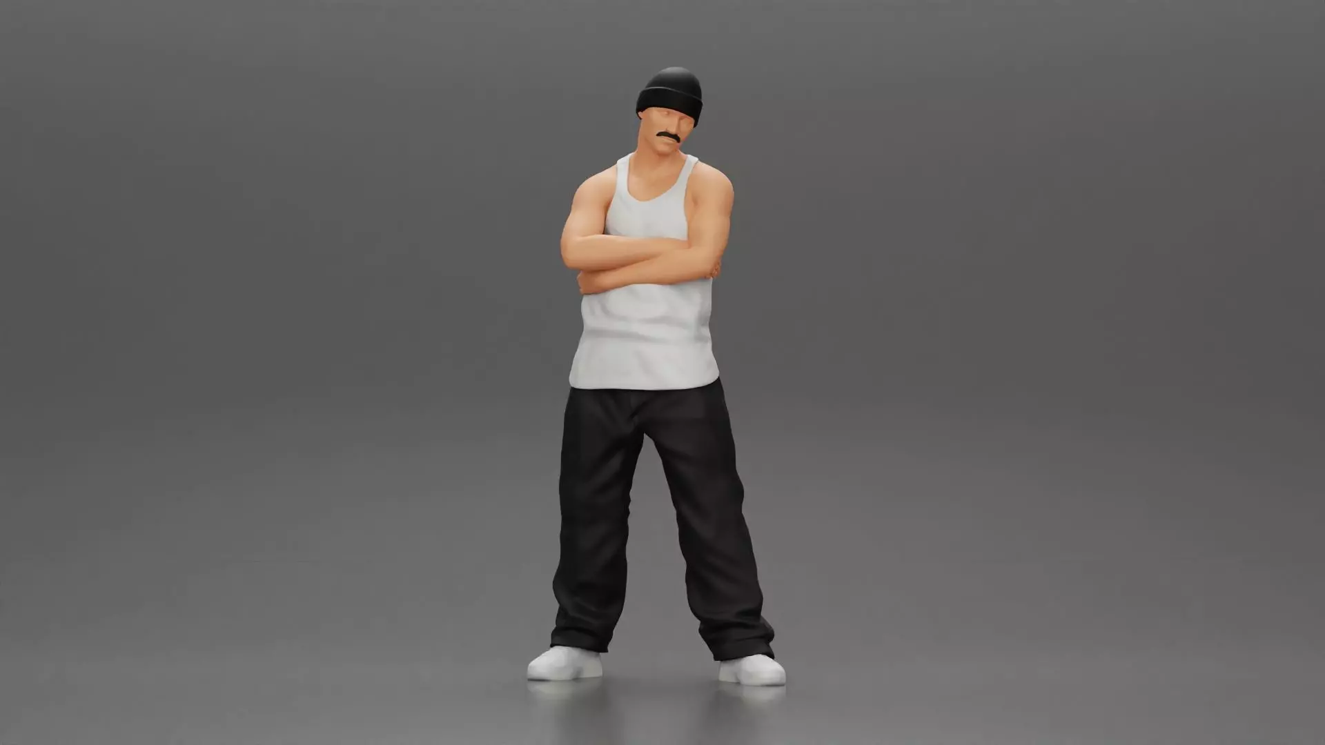 gangster homie arms crossed in hat 3D print model_0