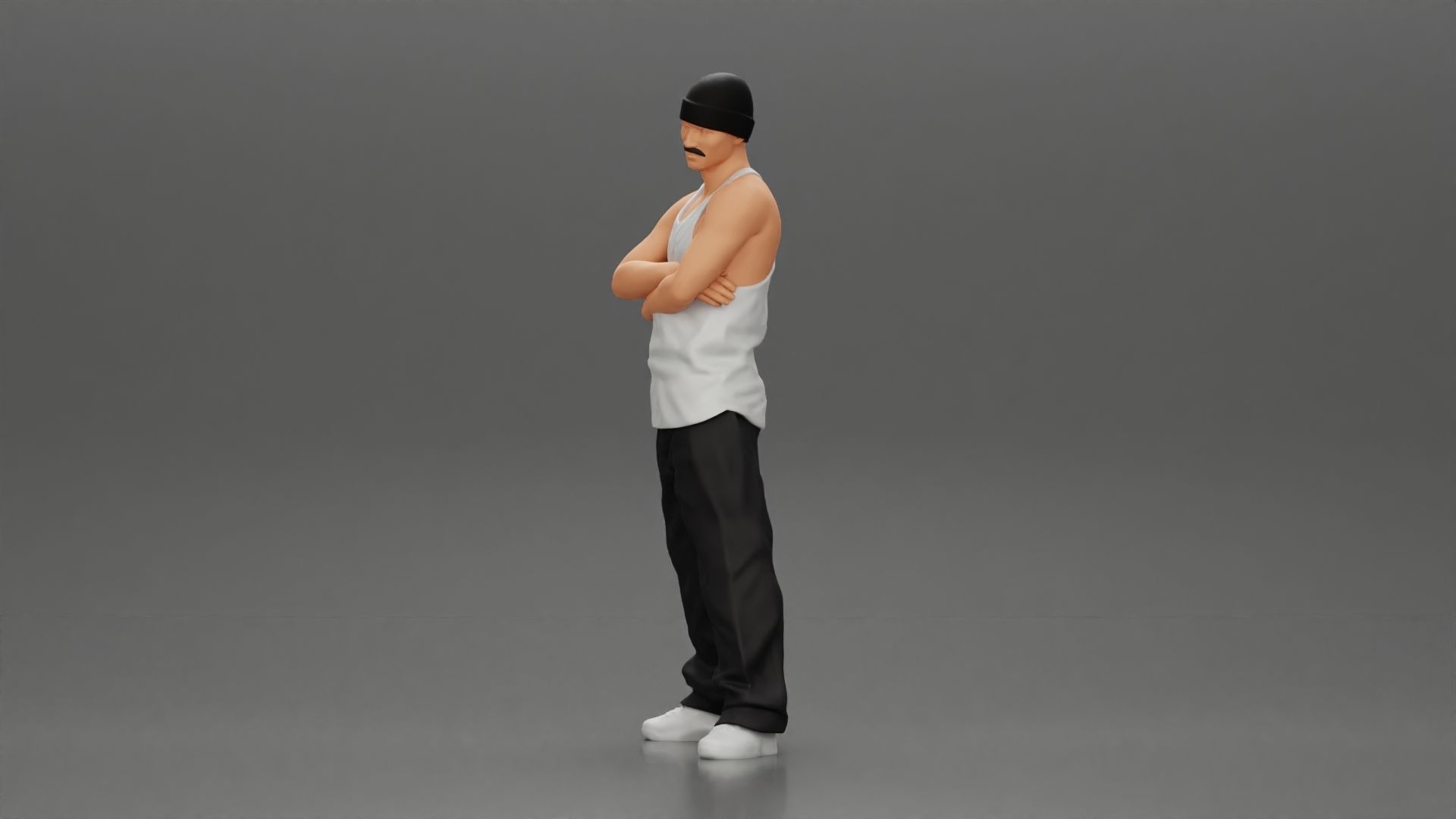 gangster homie arms crossed in hat 3D print model_5