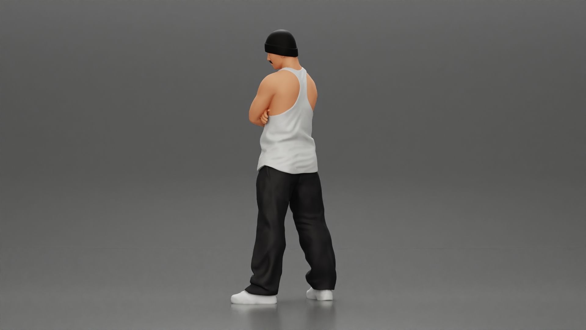 gangster homie arms crossed in hat 3D print model_4