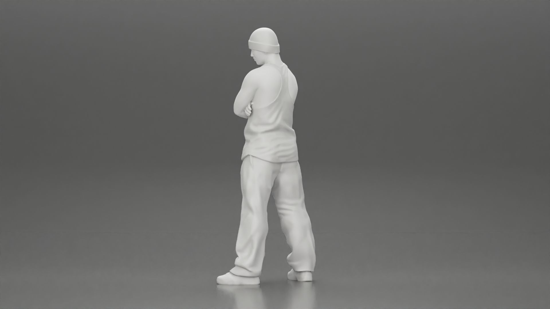gangster homie arms crossed in hat 3D print model_10