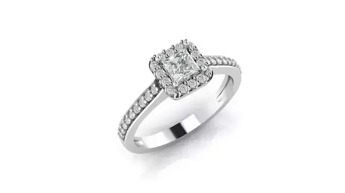 Square cut diamond wedding ring 3d model