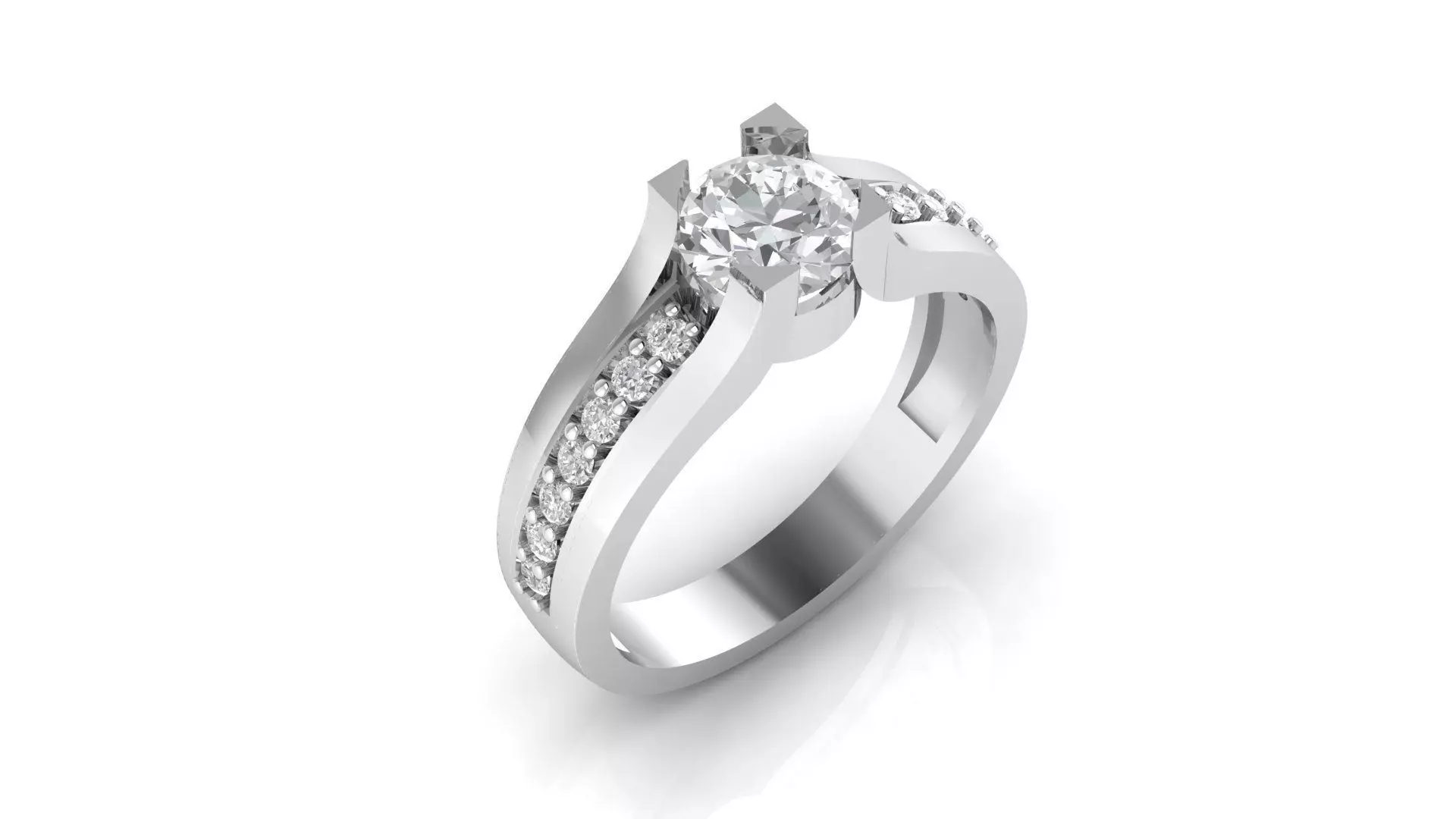 Ladies diamond engagement ring 3d model 3D print model_0