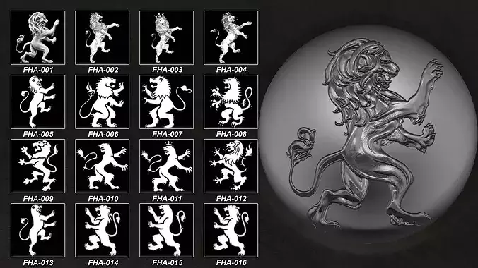 170 Heraldic Animals Symbols Elements Alpha Brush