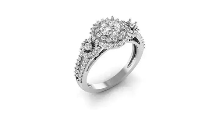 Round halo engagement ring cad file