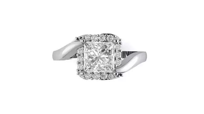 Split cathedral shank princess cut diamond ring cad file