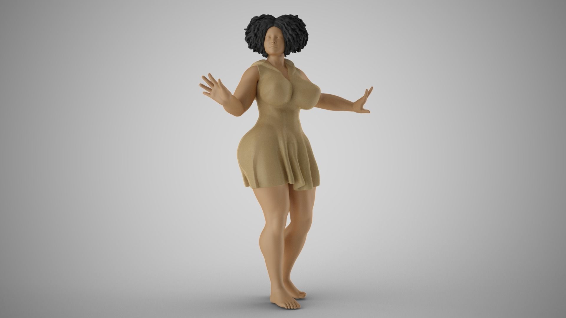 Anxious Fat Woman 3D print model_4