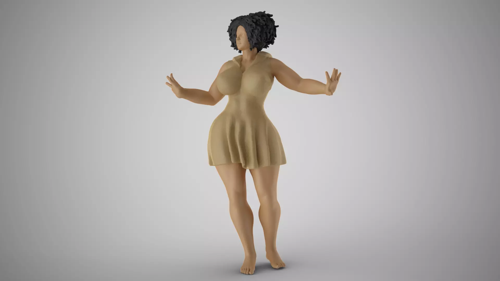 Anxious Fat Woman 3D print model_0