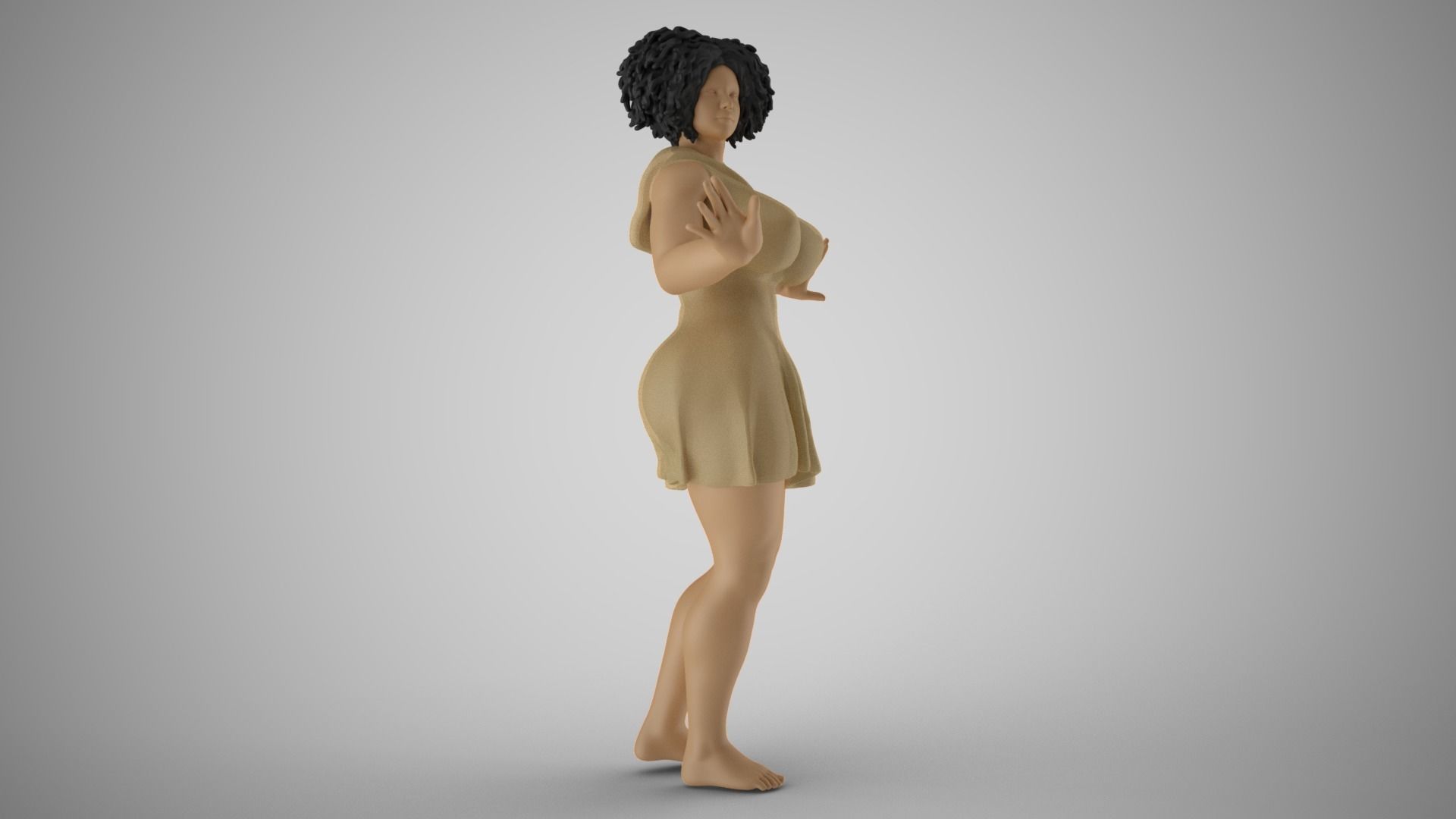 Anxious Fat Woman 3D print model_5
