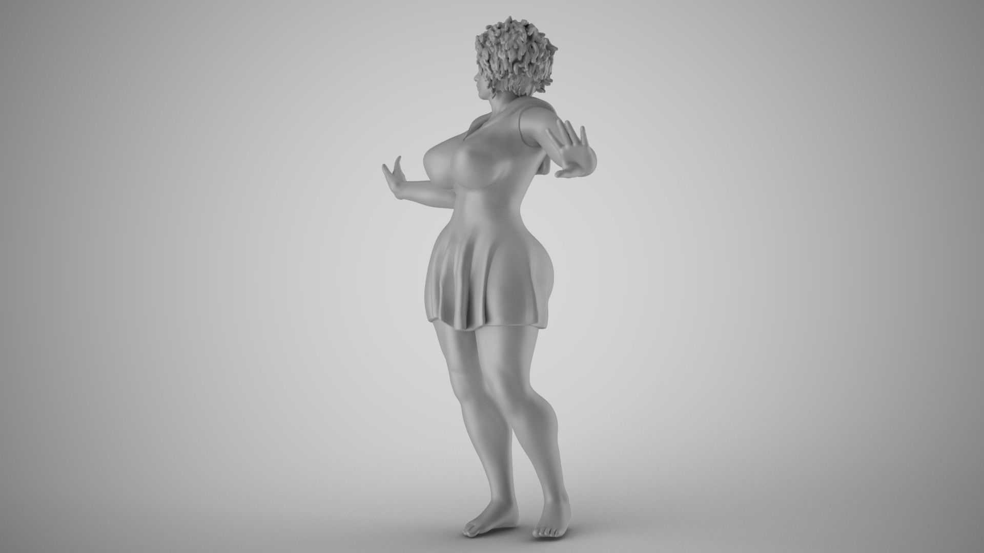 Anxious Fat Woman 3D print model_1