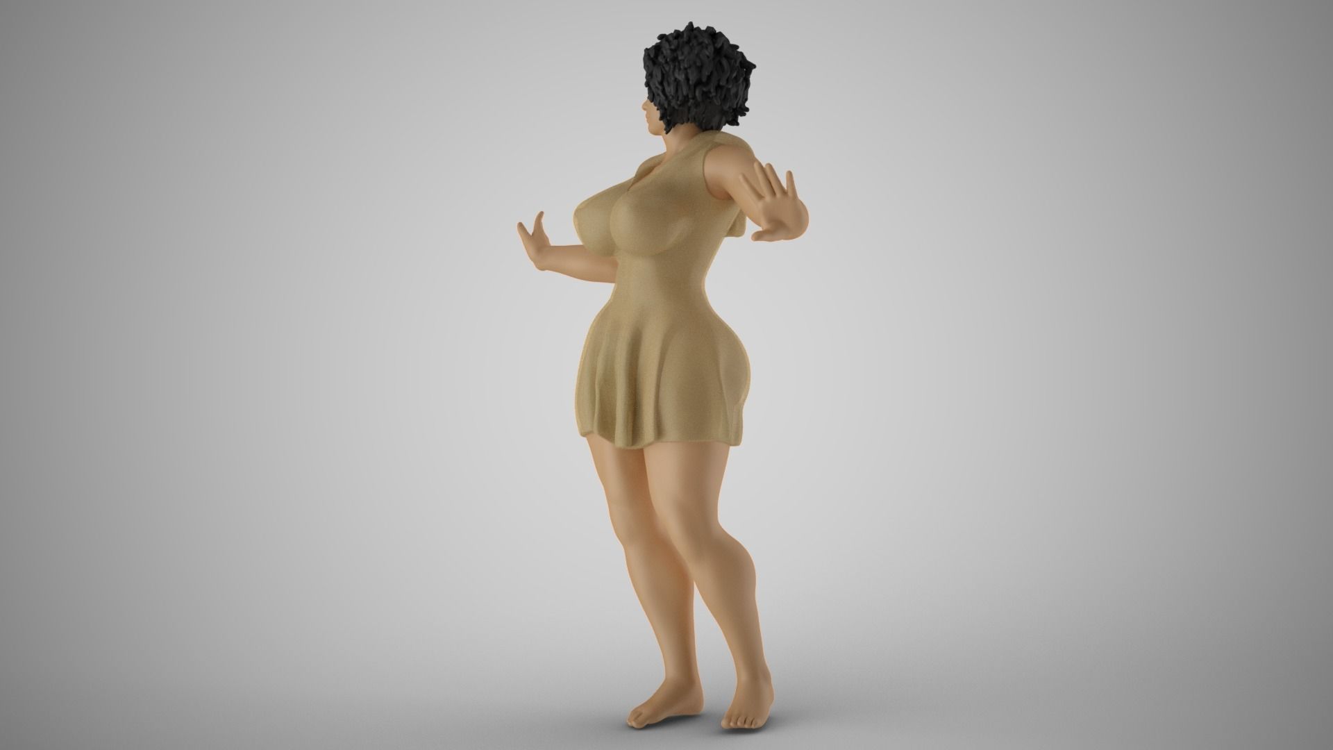 Anxious Fat Woman 3D print model_10
