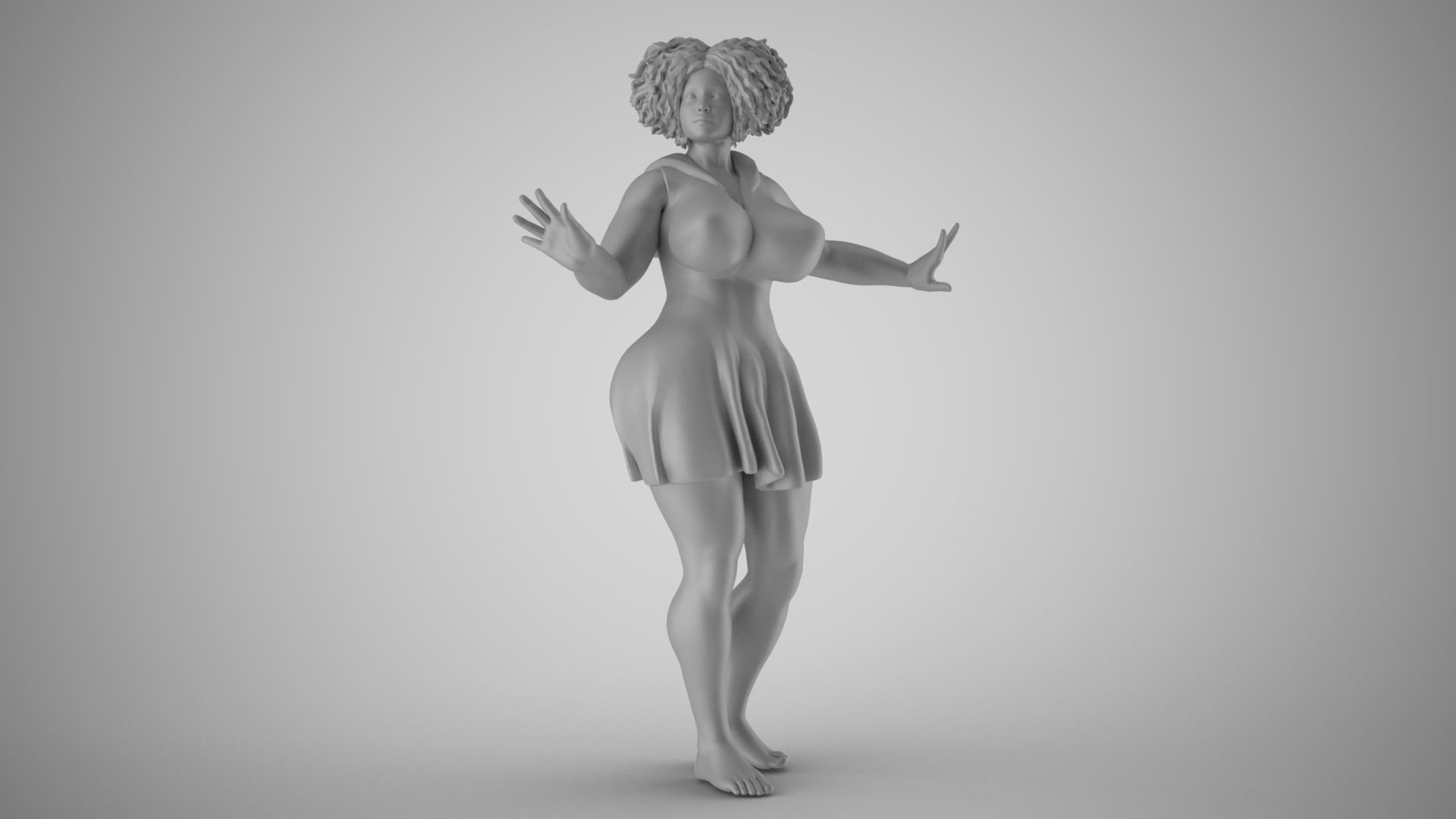 Anxious Fat Woman 3D print model_3