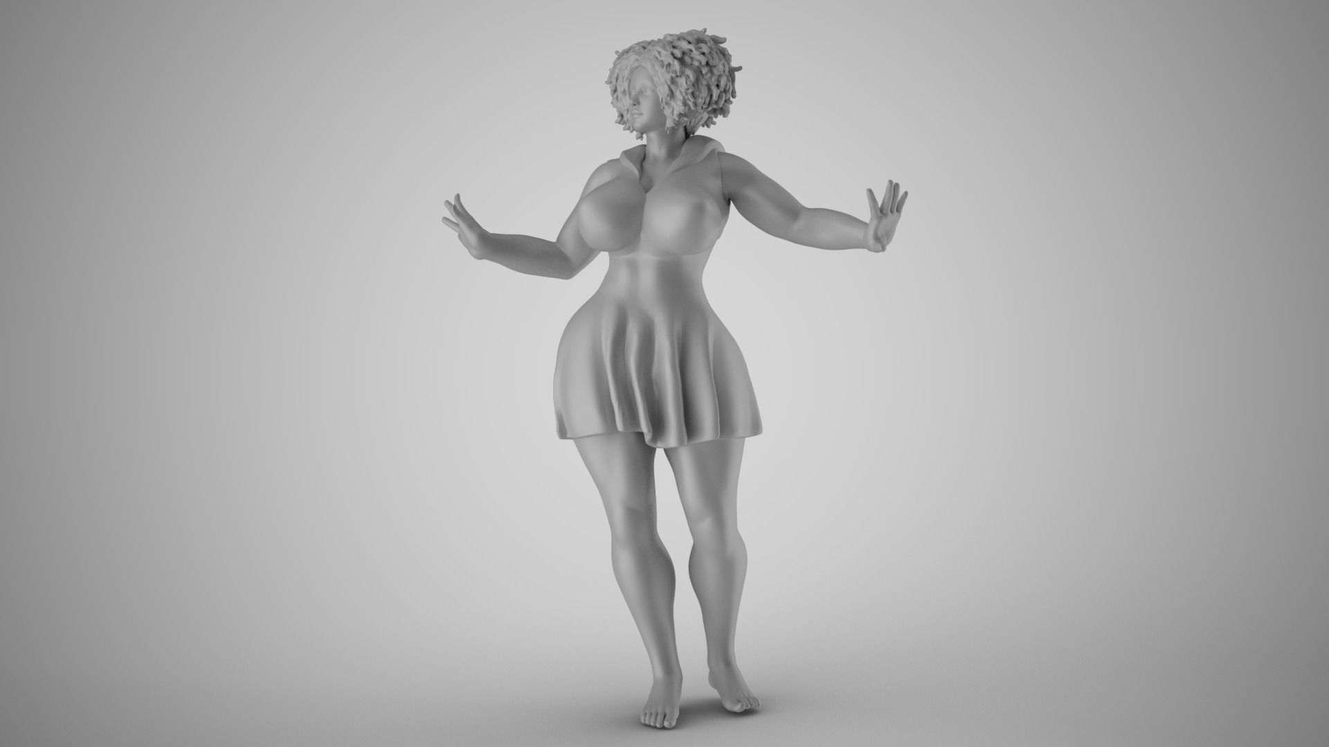 Anxious Fat Woman 3D print model_2